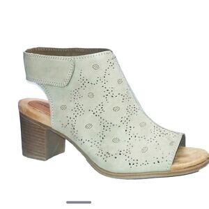 Rockport Hattie Cuff Slingback Floral Leather Chunky Stacked Heel Sandals
